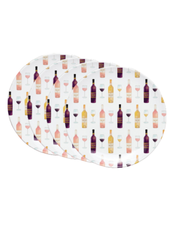 Plate Set: Wine Print