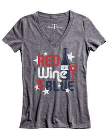 T-Shirt: V-Neck Red, Wine, & Blue